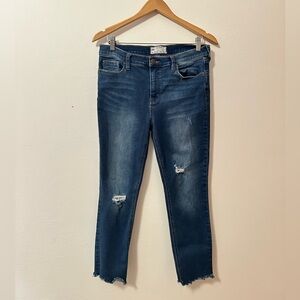 Free People Women’s Dark Wash Distressed Skinny Jeans Stretchy Size 29
